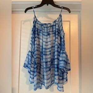 Veronica M Blue and White Tie Dye Top